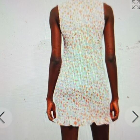 FRENCH CONNECTION Camille Verona Crepe Smocked Minidress in Summer White Large. - Picture 2 of 10